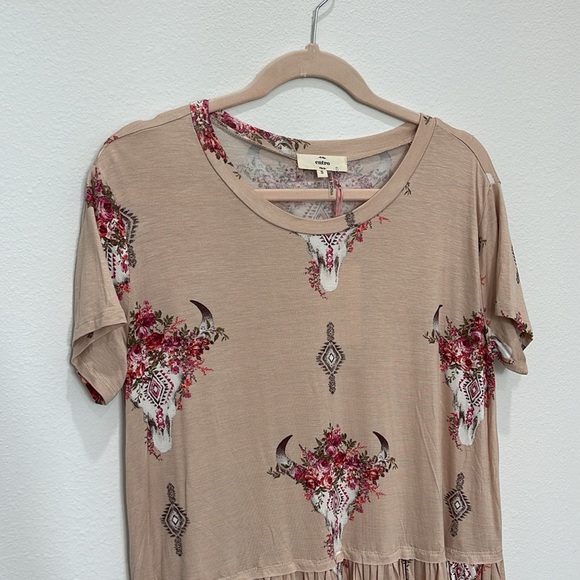 Floral Cow Skull Peplum Tee - Picture 9 of 11